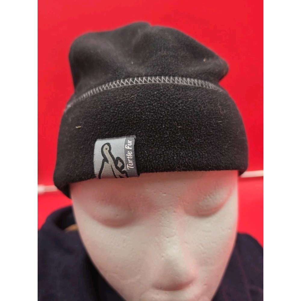 TURTLE FUR All-Black Warm/Soft FLEECE WINTER BEANIE Ski Snowboard Hike Gym Hat
